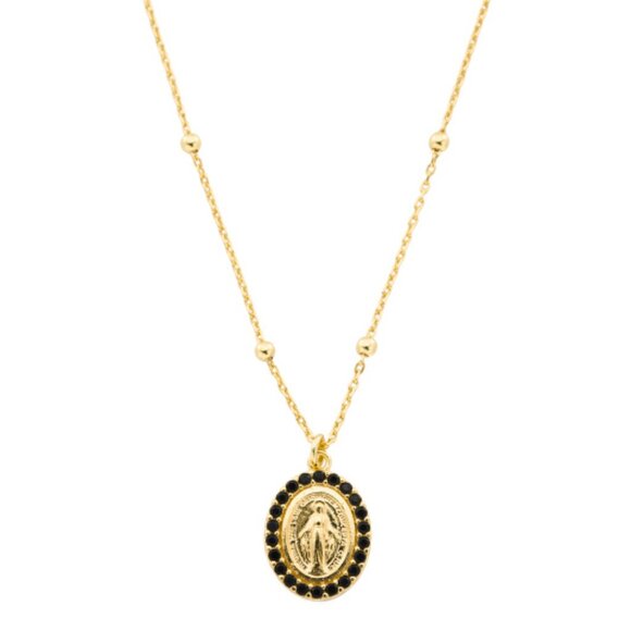 LUCIA MARA Made In Italy 18kt Gold Plated Miraculous Medal Pendant Necklace - Picture 1 of 3